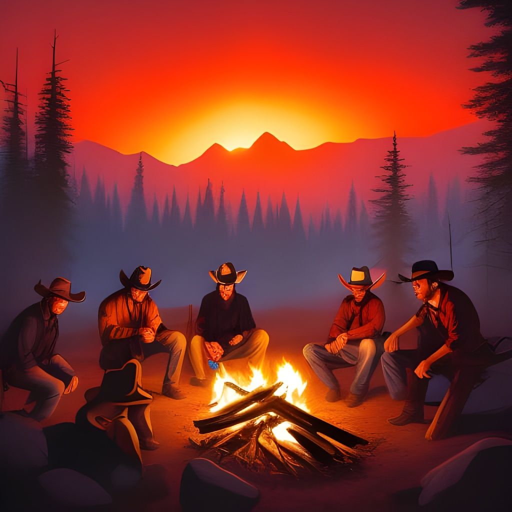 Cowboy campfire - AI Generated Artwork - NightCafe Creator