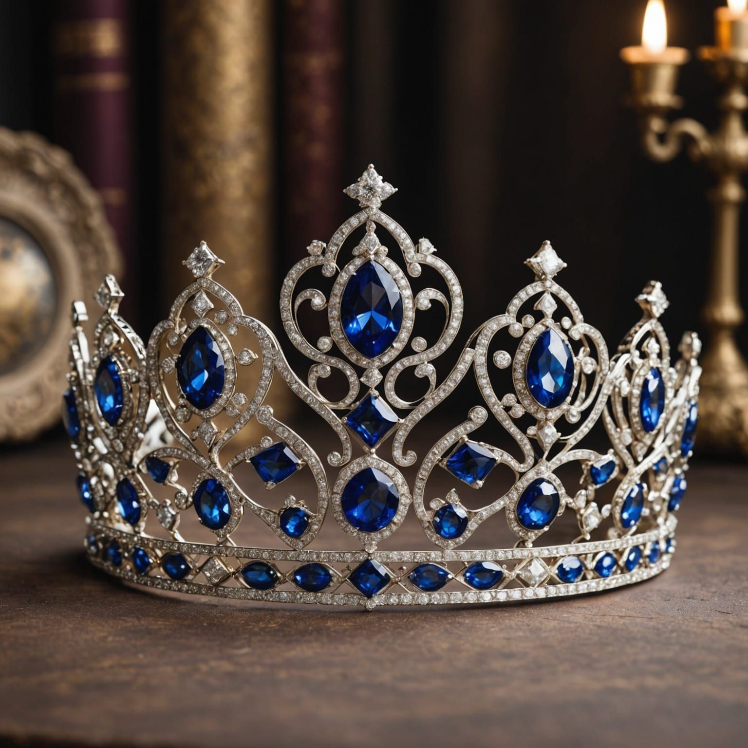 A beautiful Princess tiara with shimmering diamonds and sapphires  by @Jadelyn Aurora