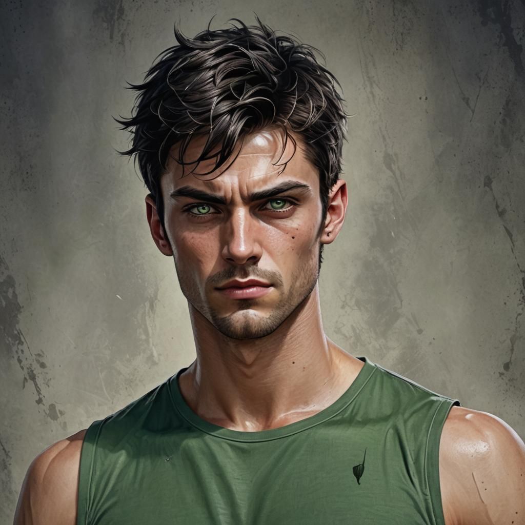 hyperrealistic portrait of a male in his early-twenties with...