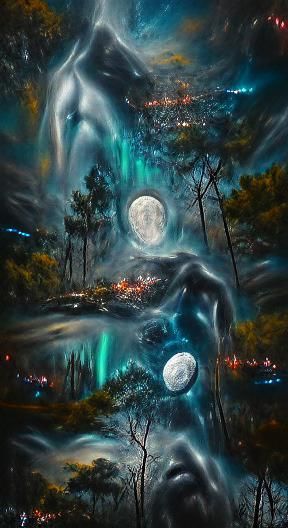 big beautiful moonlight in the center oil painting by James ...