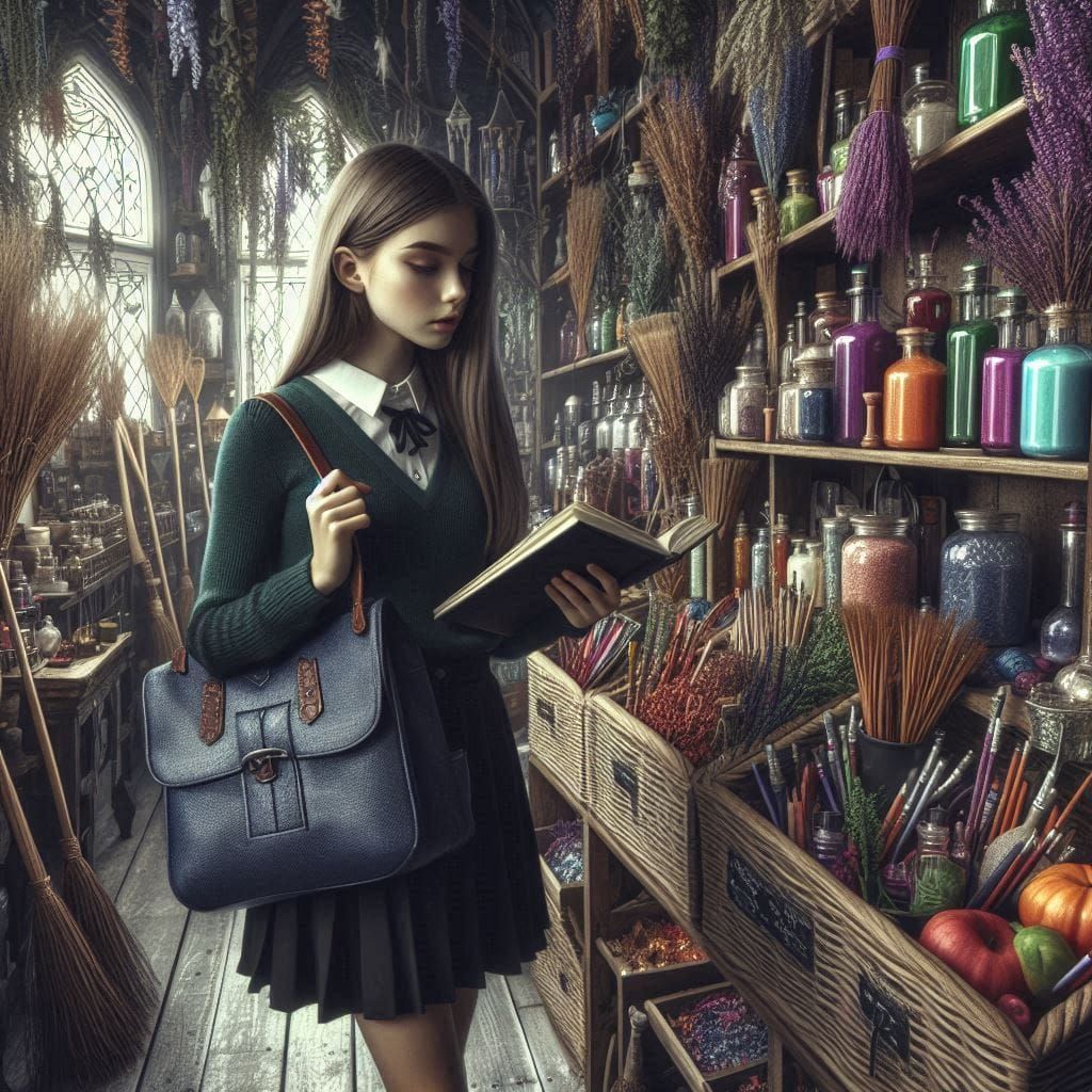 Witch buying school supplies