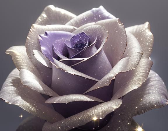 A stunning macro shot of a rose made of shiny sapphire glass...