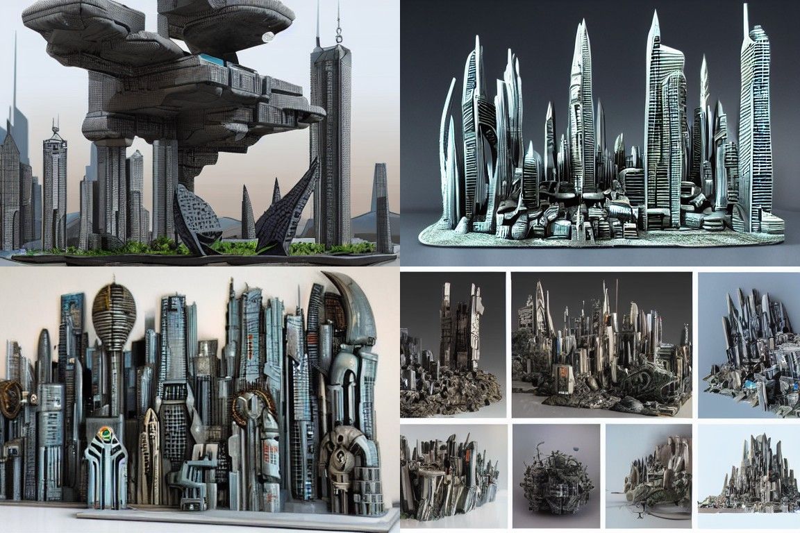 Sci-fi city in the style of New Sculpture