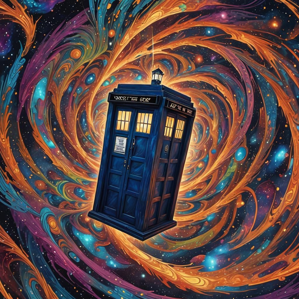TARDIS in a vortex, psychedelic colors