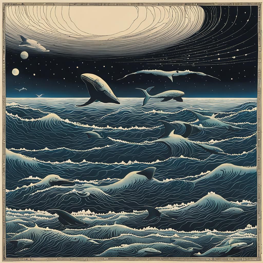 the silent whales of lunar sea - AI Generated Artwork - NightCafe Creator