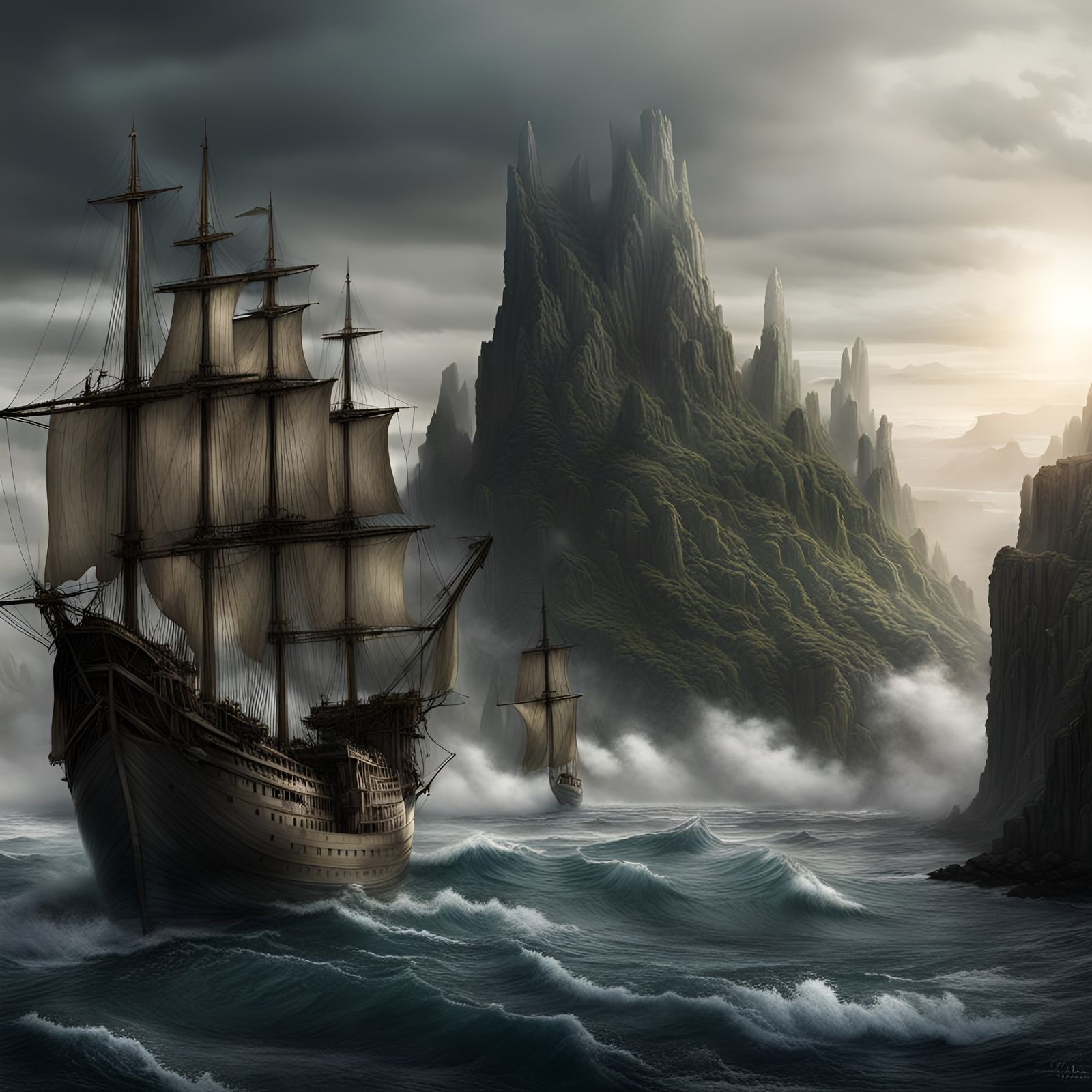 Sea of Helle detailed matte painting