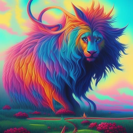 Cotton candy lion AI Generated Artwork NightCafe Creator