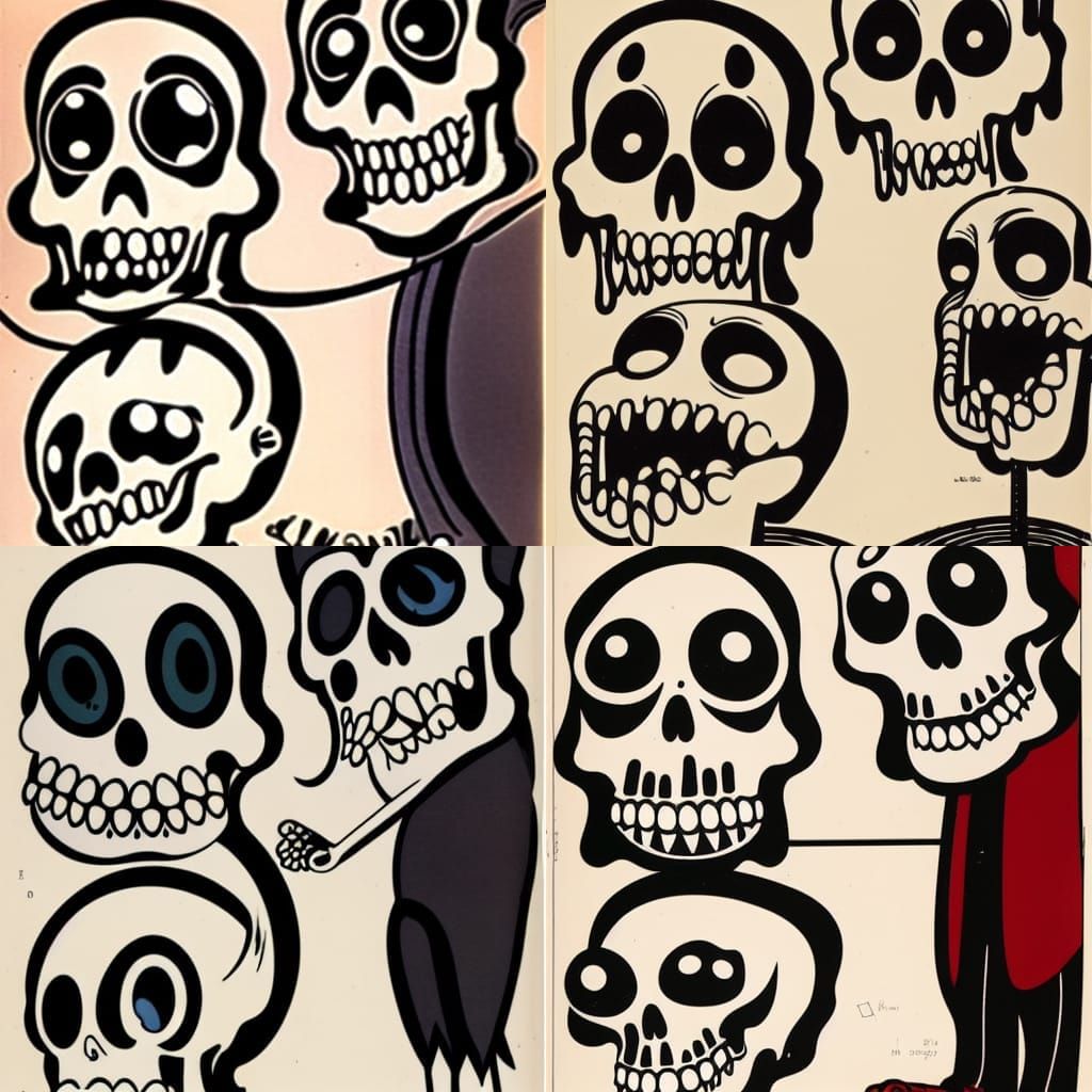 Weeping skulls with crying eyes, max fleischer animation 193...