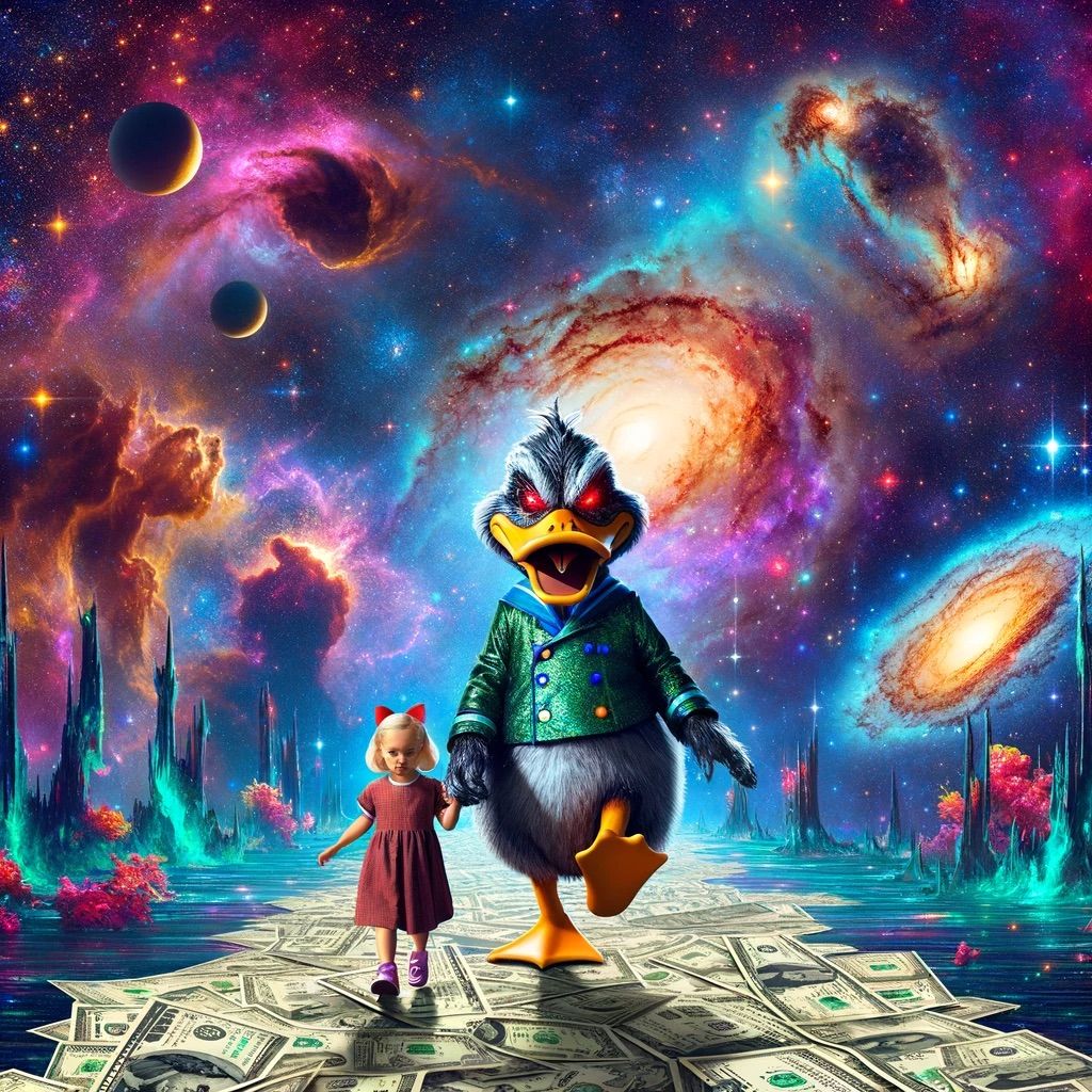 Evil duck and girl