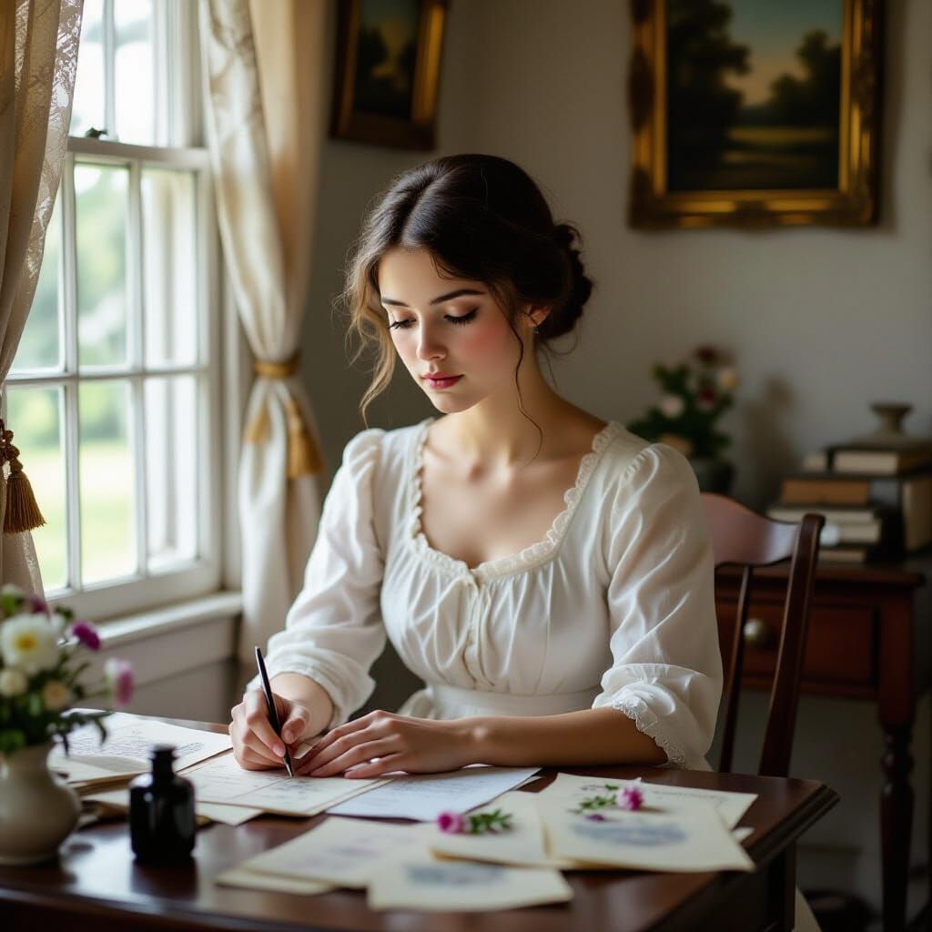 Young Woman Contemplating in a 19th Century Room