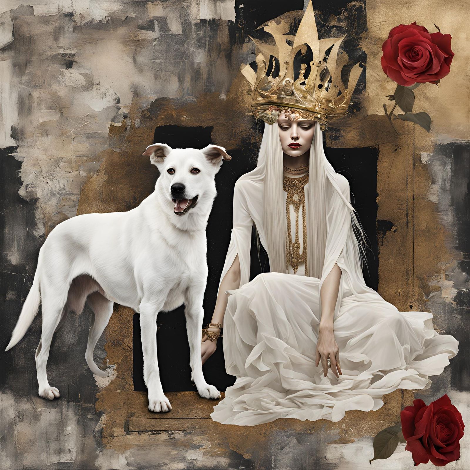 Avantgardistische Frau mit Hund