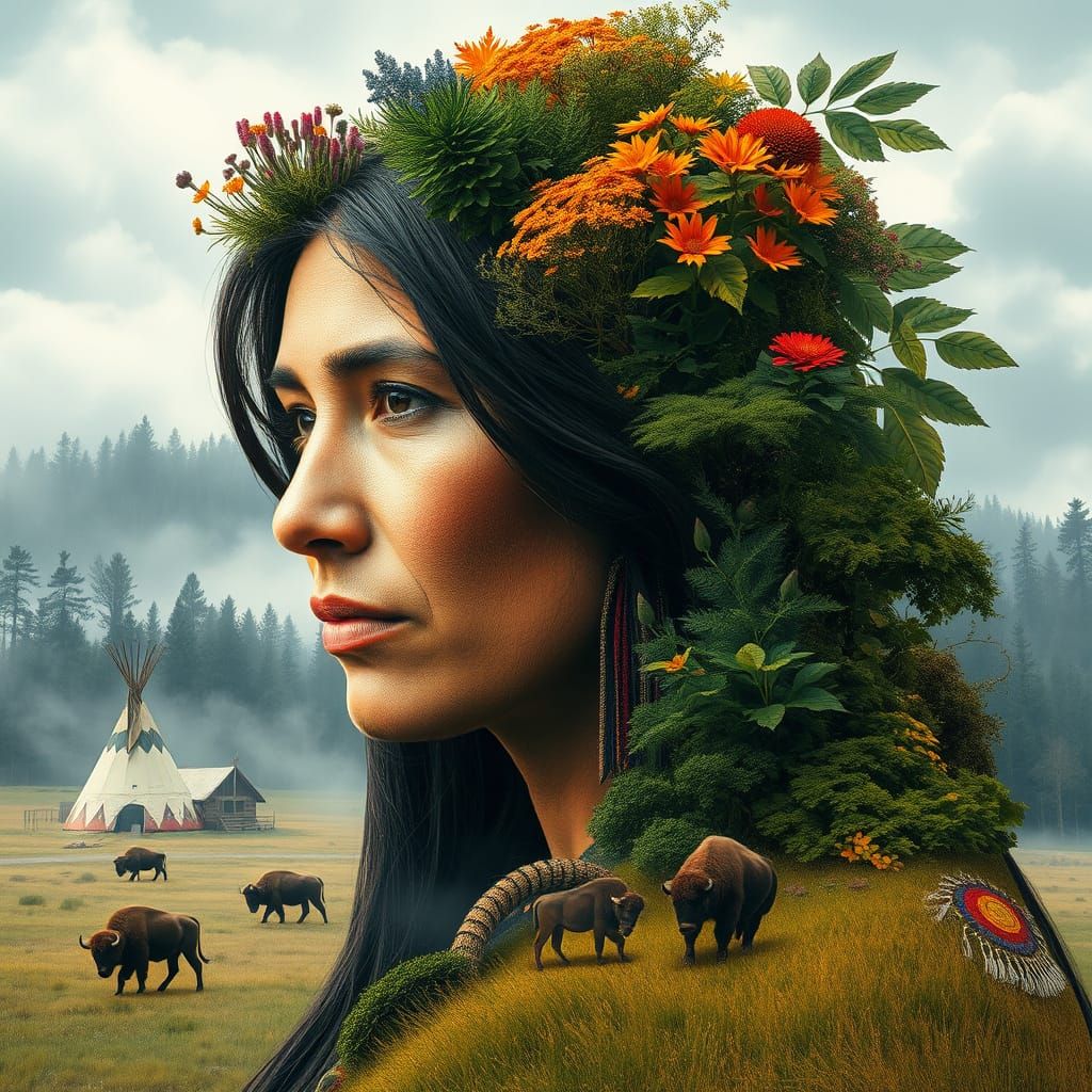 Native American portrait with nature on her mind.   by @LuckyNavajoMan