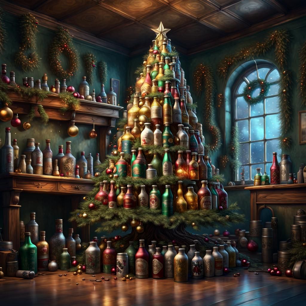 HYPERDETAILED CHRISTMAS TREE COVERED IN DIFFERENT OFF THE WALL ONE OF A