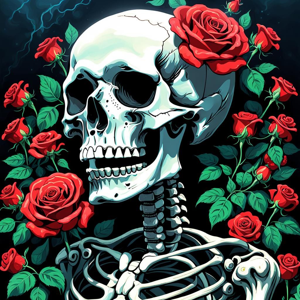 Symbolic Rose and Skull Icon Design