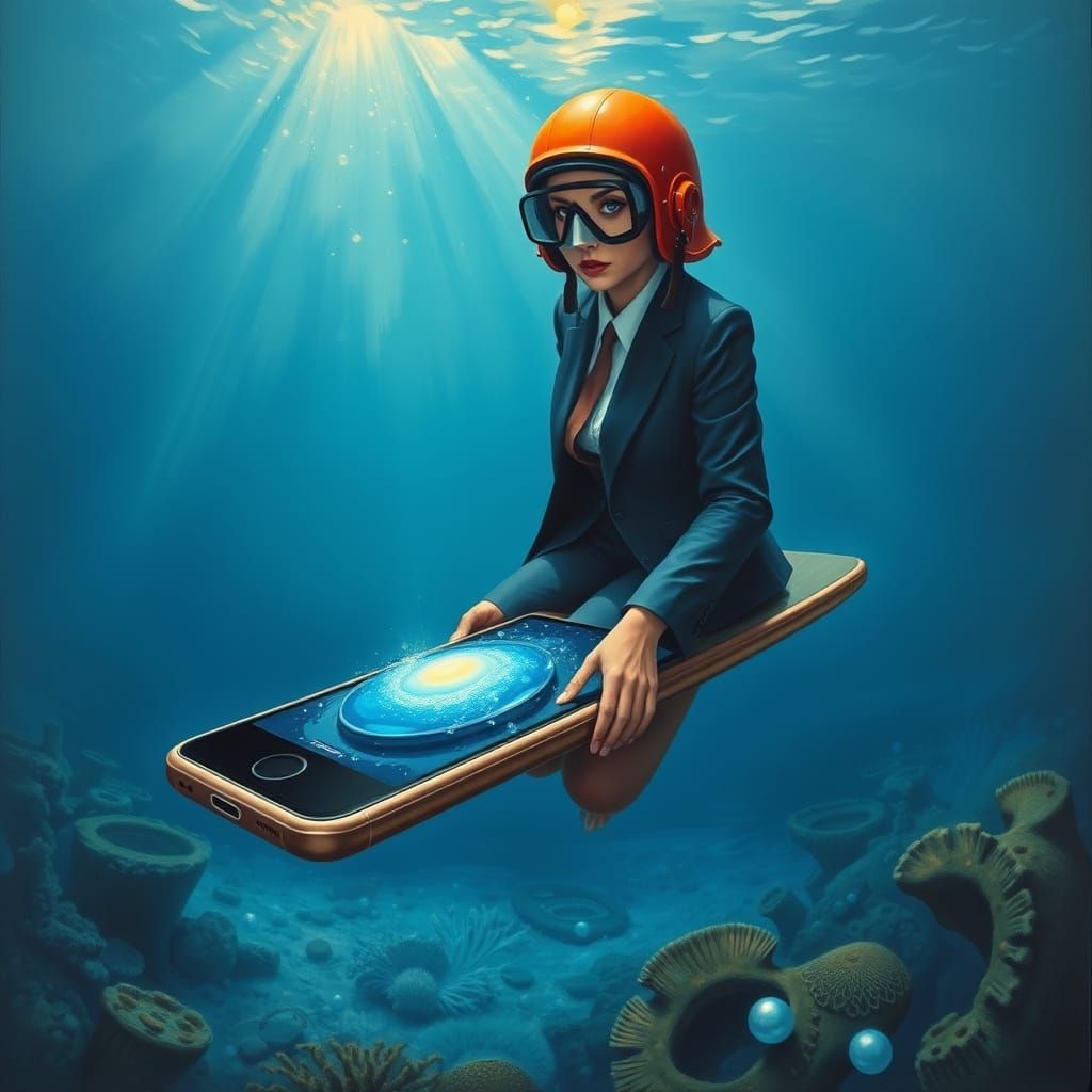 Surreal Lawyer Rides Smartphone to Ocean Floor