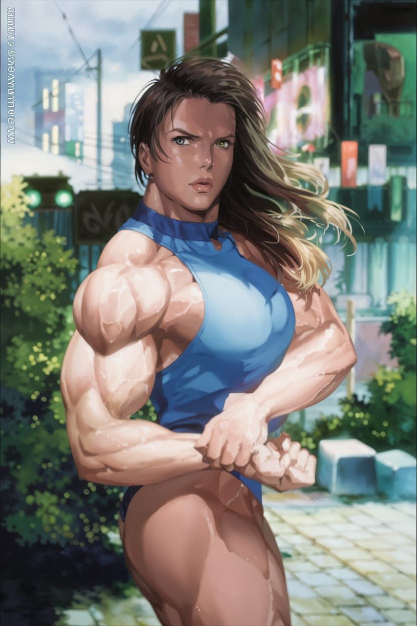 Anime Bodybuilder in Streets of Rage Style