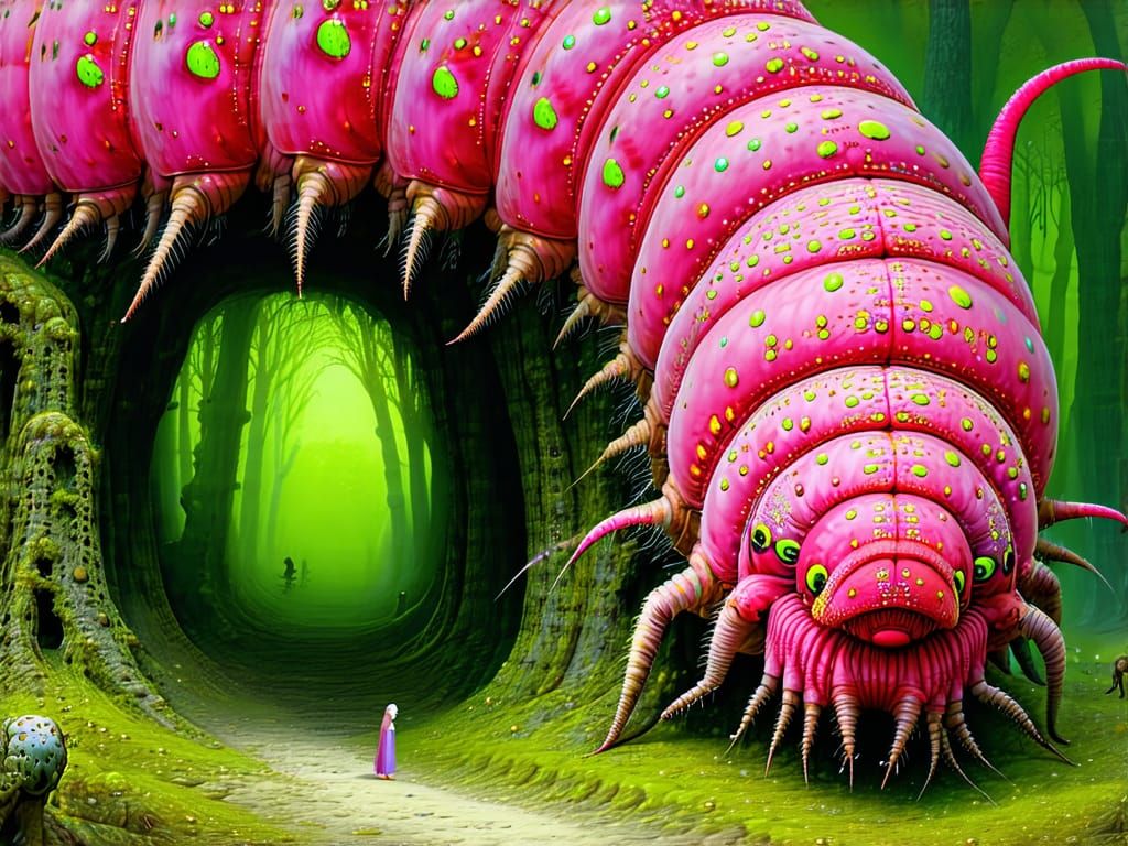 Pink caterpillar and her baby