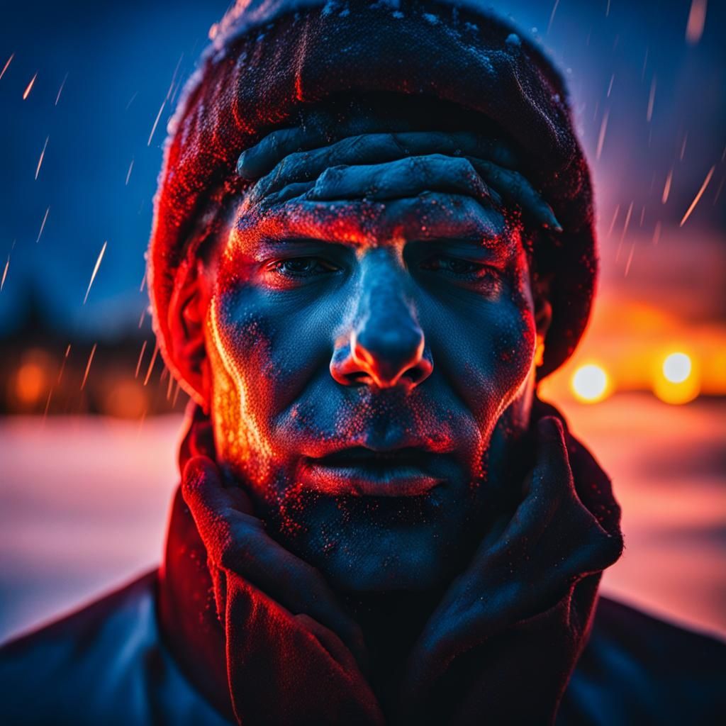 A evil blue style in horror movie - A guy in ice  by @mansai