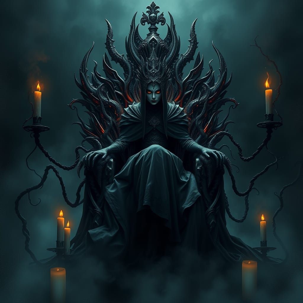 Dark Gothic Queen in Mystical Realm