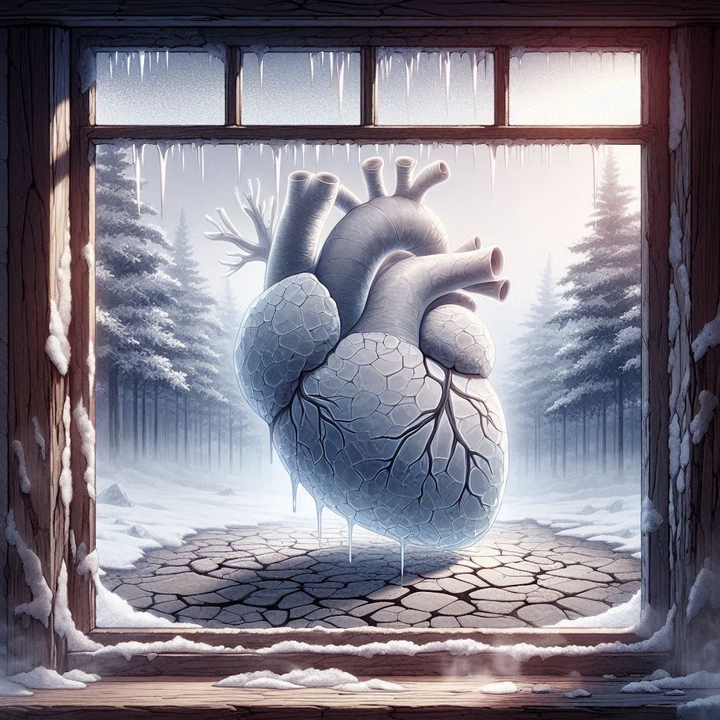 A View of Cuterrified Heart Outdoor from Indoor Window