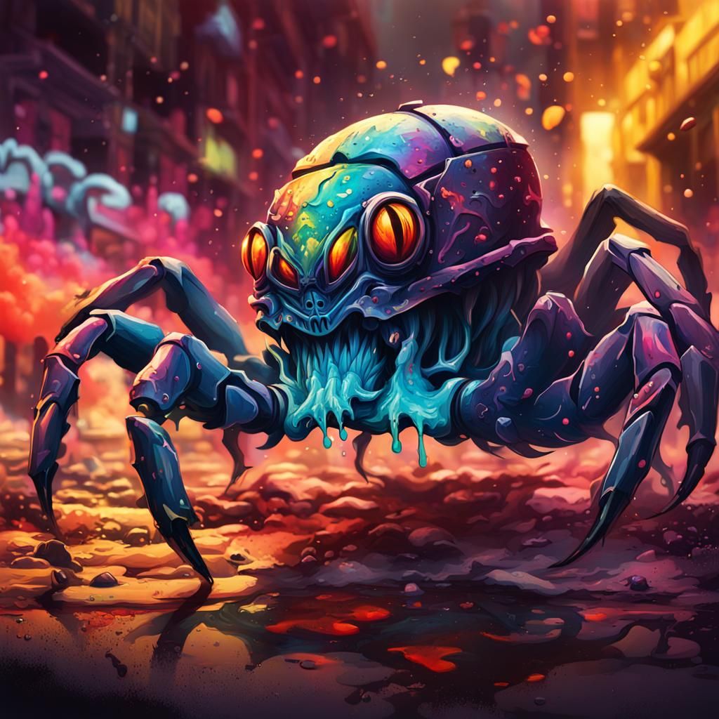 Lazer scorpion graffiti art, splash art, street art, spray p...