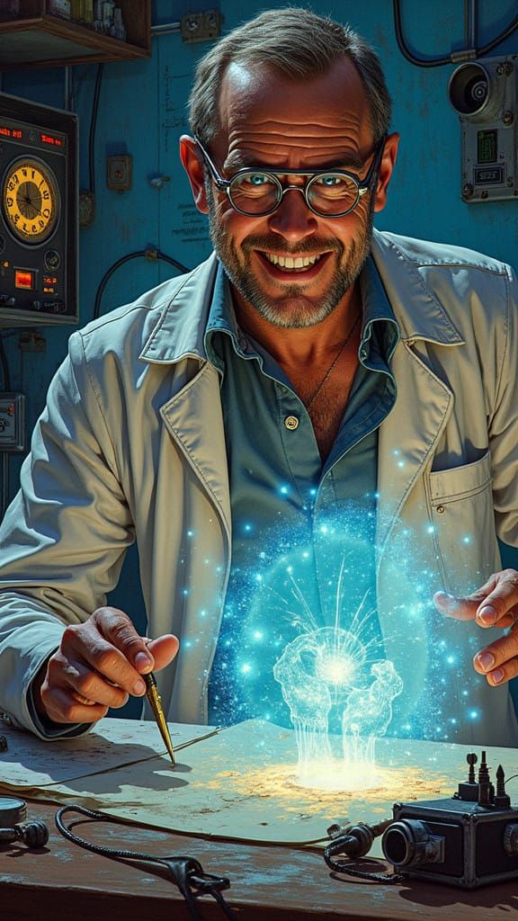 Title "Holo Derek"  Scientsist invents Holographic computer  by @Wrapper