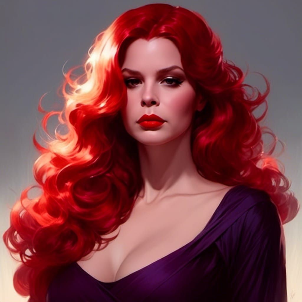 1940s Noir Femme Fatale, <lora:My Face:1.0>, red hair, head ...
