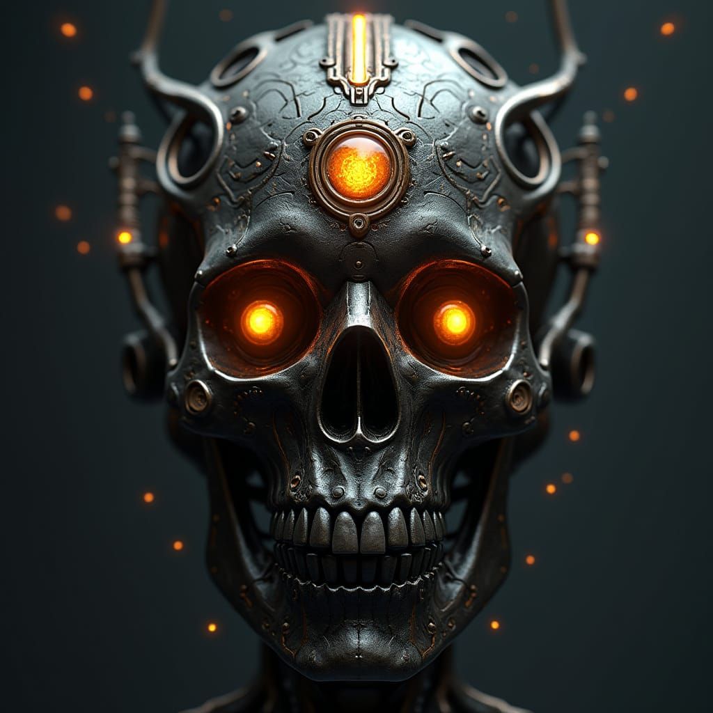 Biomechanical Revenant in Futuristic Horror Art