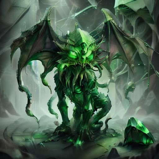 <lora:Cthulhu mythos V1-0:1.0> <lora:Crystal animals:1.0> Cthulhu green