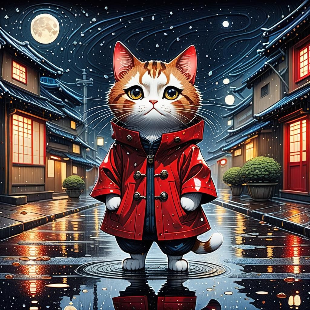 Lonely cat  by @Ai-zombie