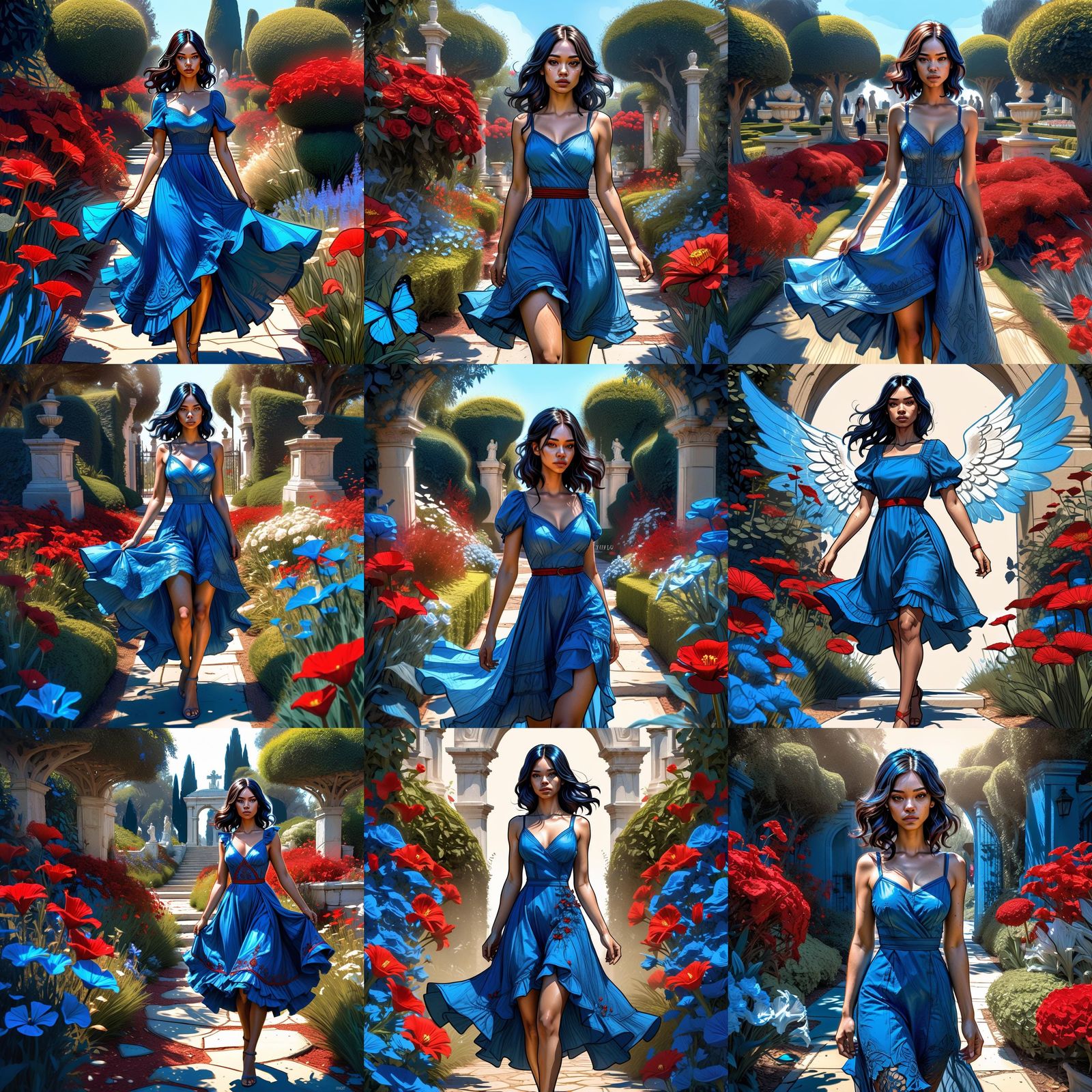 Stunning color sketch candid full-body fantasy character con...
