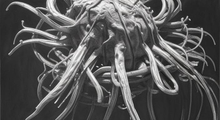 flying spaghetti monster hyperdetailed charcoal drawing