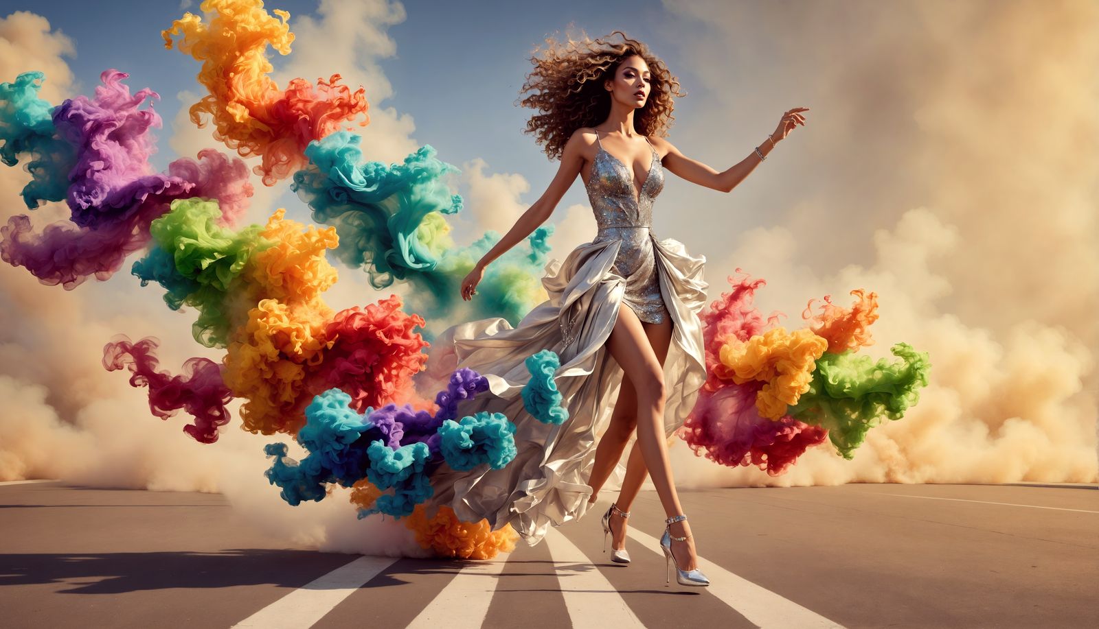 A hyper-realistic vivid image of a woman with a beautiful fi...