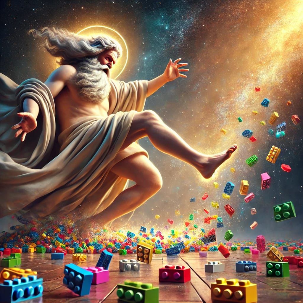 God Stepping on a Lego