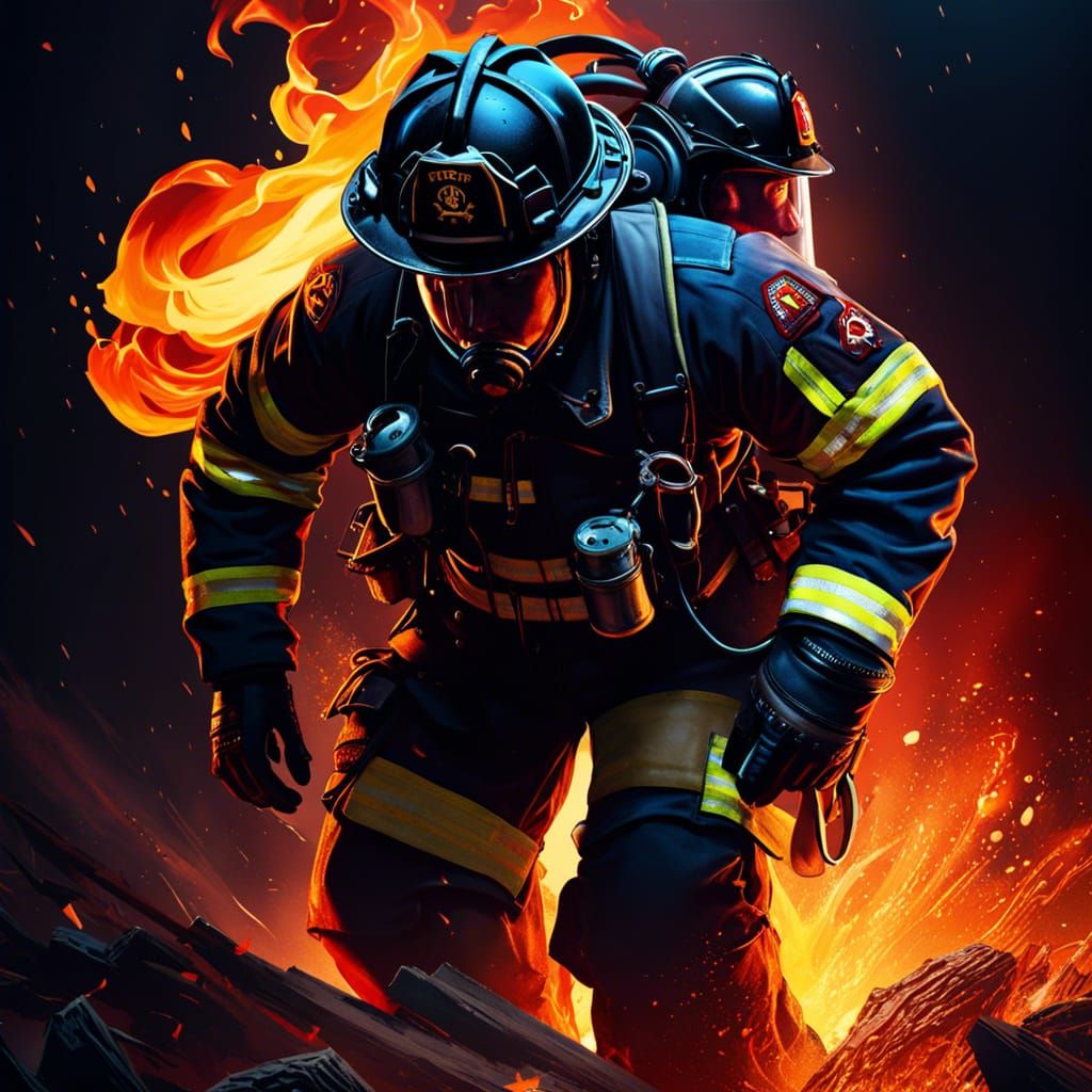 Download Fireman Against A Huge Fire Wallpaper | Wallpapers.com