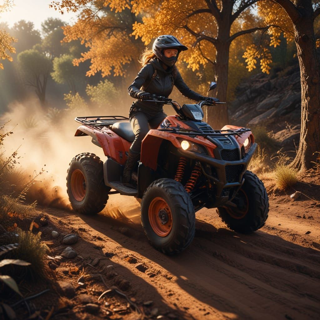 Ethereal Beauty Rides a Quad Under Golden Hour Glow