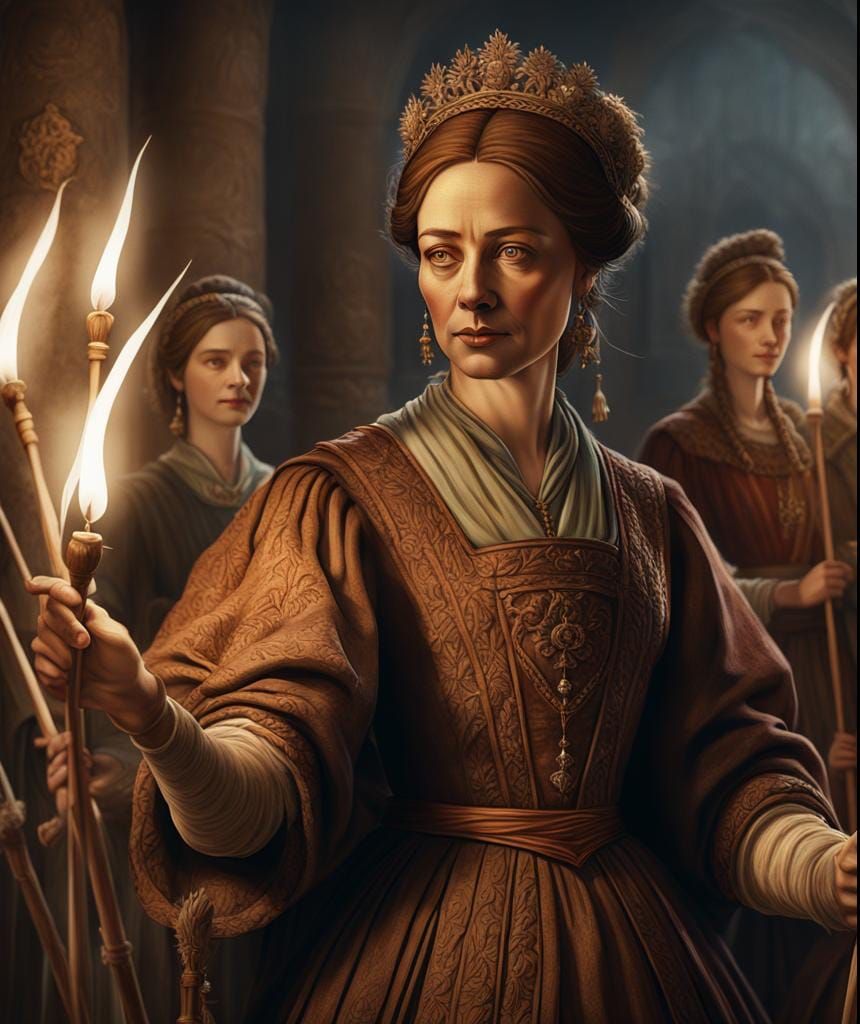 Queen With Her Maids