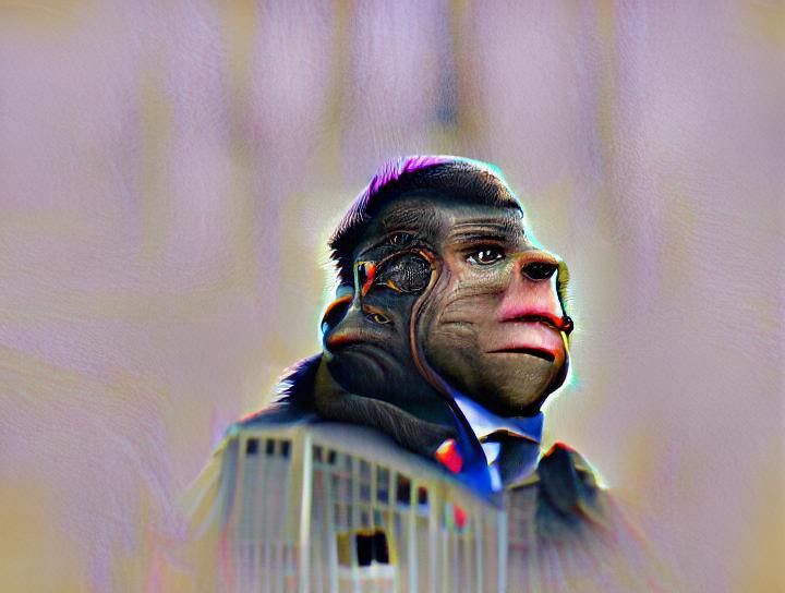 a portrait of a dystopian ape