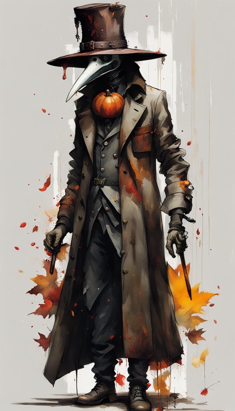 Thanksgiving Plague Doctor in Inkpunk Style