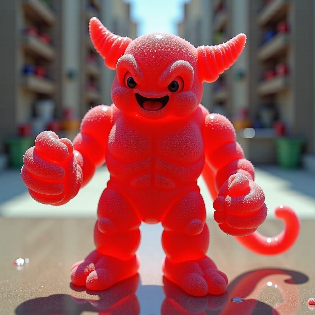 <lora:Gummy World:1.5> devil gummy lolly