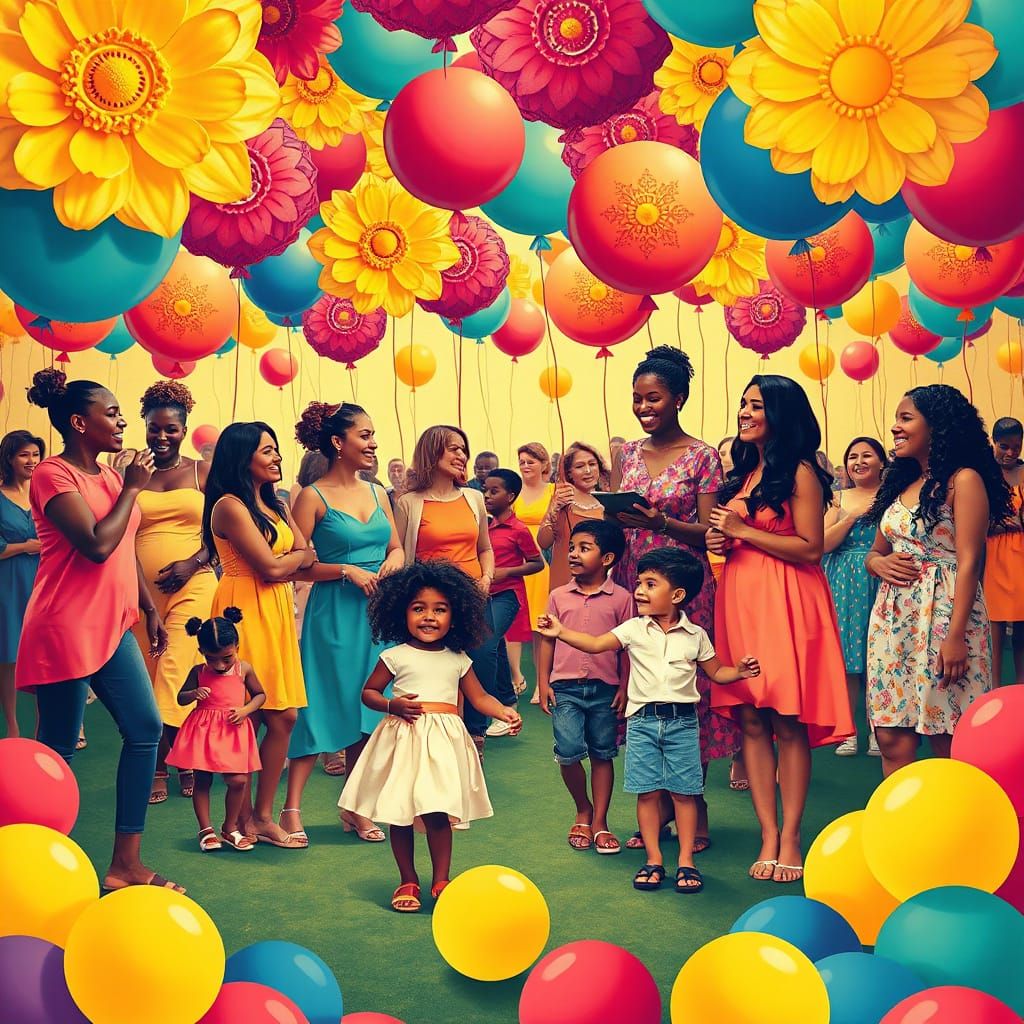 Celebrating Mothers, lively and colorful celebration