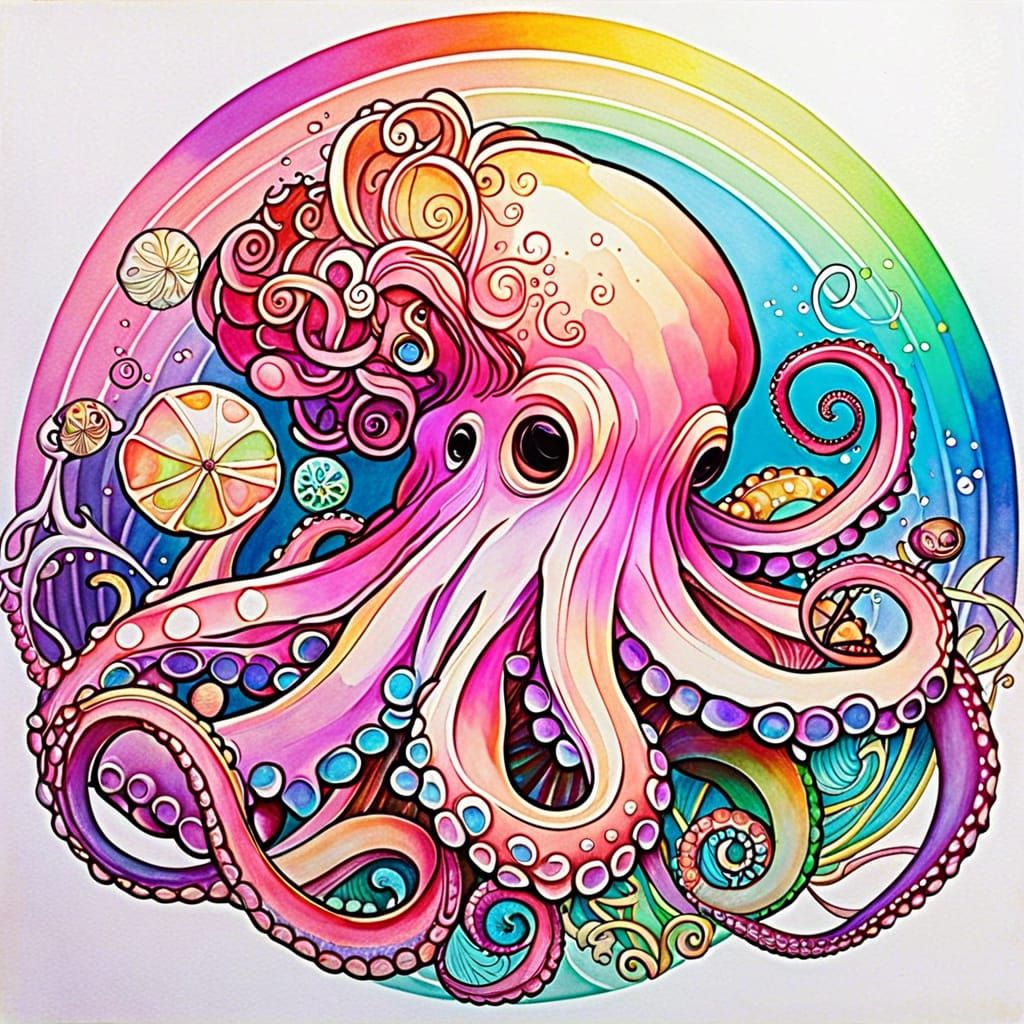 Rainbow octopus AI Generated Artwork NightCafe Creator