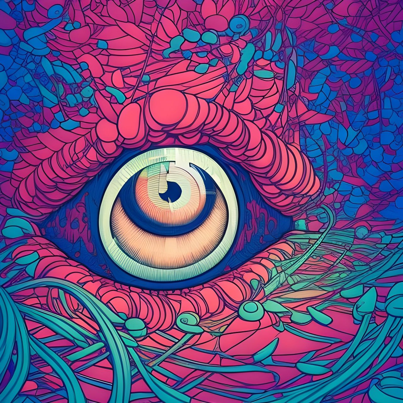 Fantastical Eyeball Plants Photoillustration in Surreal Styl...