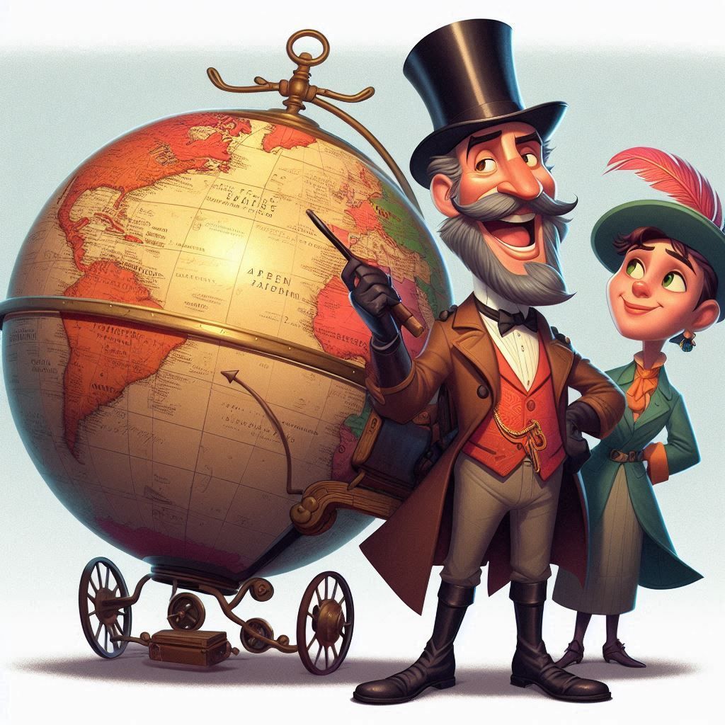 Phileas Fogg and Aouda from the novel "Around the World in E...