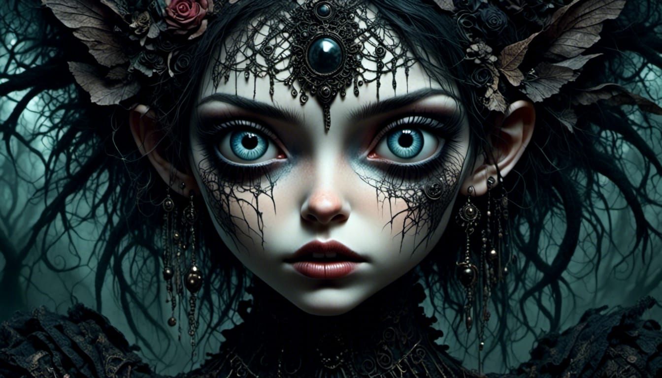 Eerie Disfigured Woman in Hyper-Realistic Digital Art