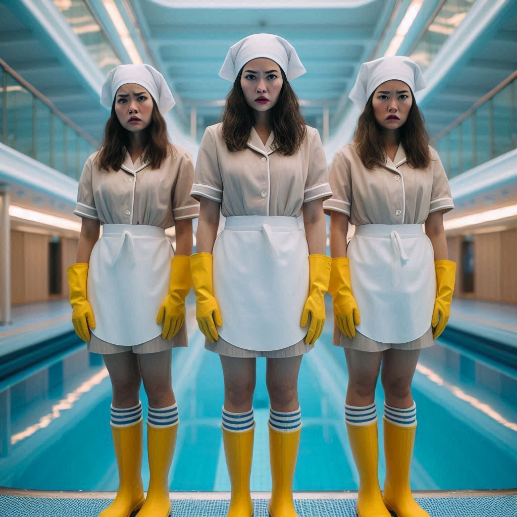 Three 25 year old filipino women with overwhelmed facial exp...