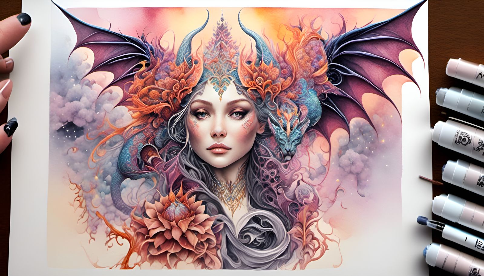 <lora:Fractal:1.0> portrait of a female Wizard with tattoos ...