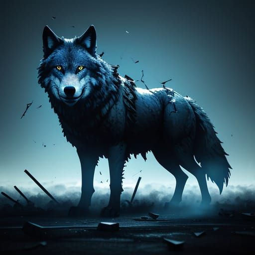 Wolf Devours Airplane in a Surreal, Vivid Dreamscape