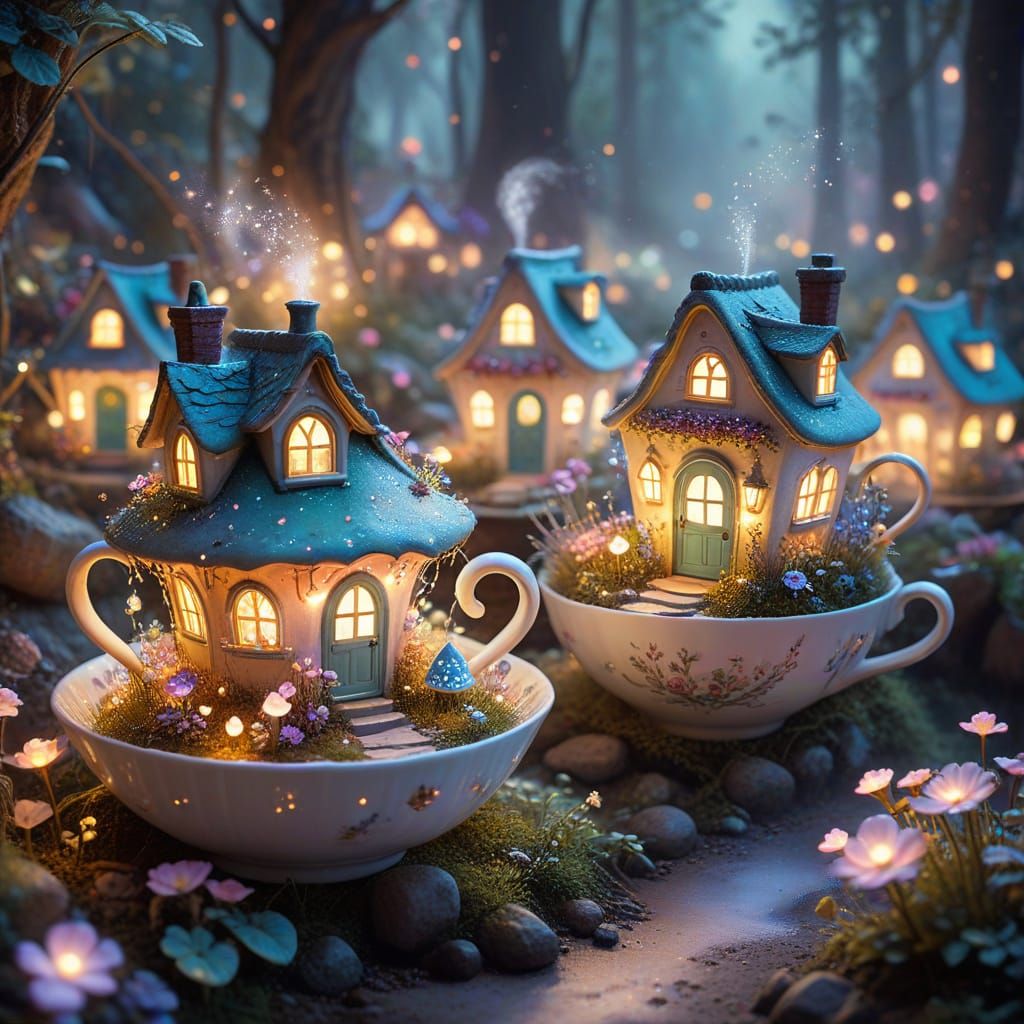 Fairy Teacup Village  by @Zeppelyn