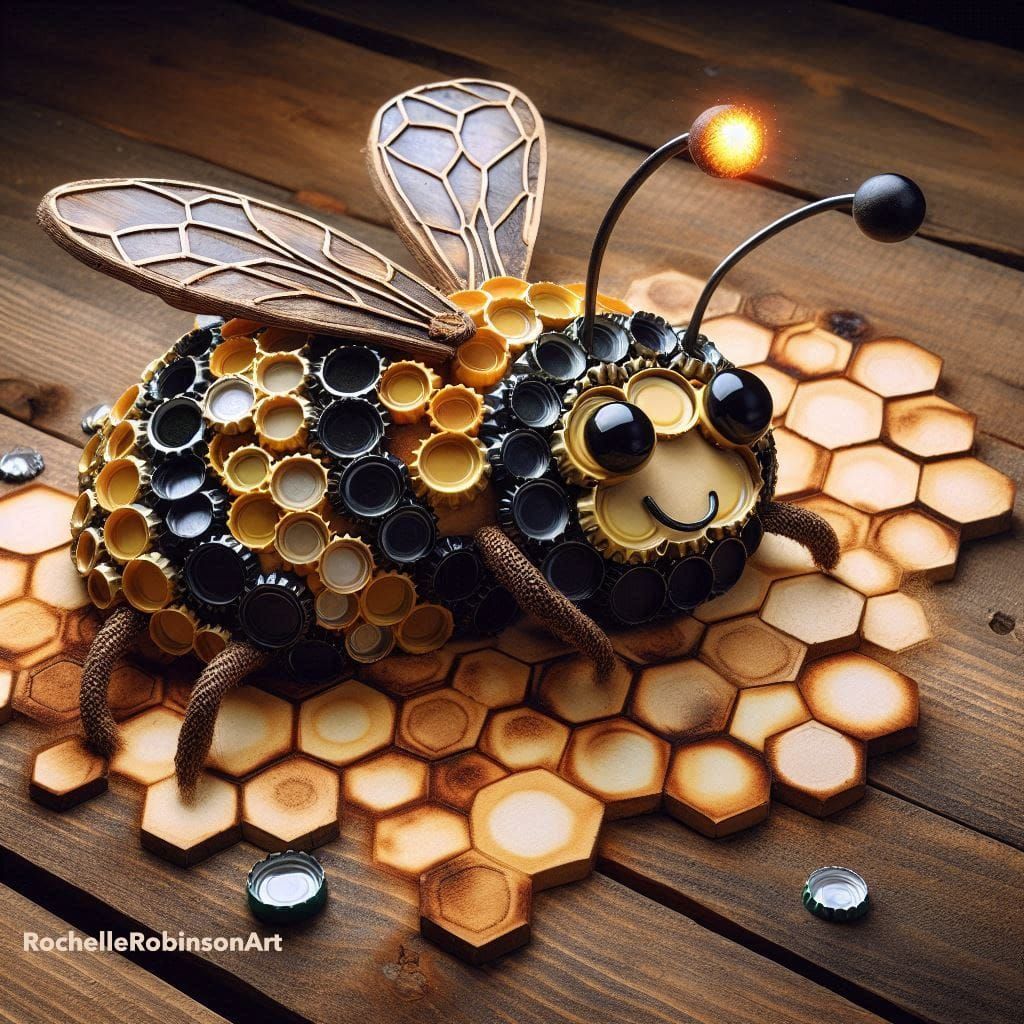 A Bumble Bee - Bottle Cap Art